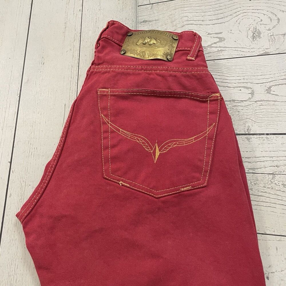 VTG Bonaventure Women's Size 25 Red Straight High-Rise Button-Fly Denim Jeans